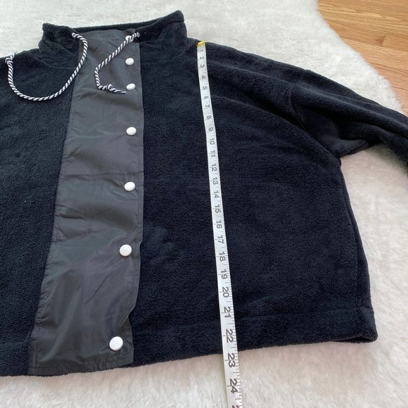 Women's Cropped Fleece Jacket, Zip/Snap Closure, Black, Size 3X - Picture 4 of 9